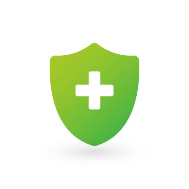 Çapraz ikonlu Vektör Tıbbi Kalkan. Stok vektör çizimi izole edildi