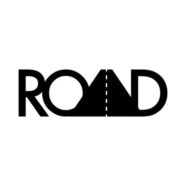 Yol tipografi ikonu, yol sembolü. Stok vektör illüstrasyonu beyaz üzerine izole edildi