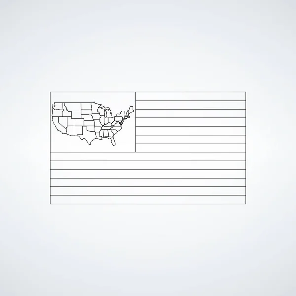 Bandiera Usa Con Mappa Degli Stati Uniti Segno Stile Lineare — Vettoriale Stock