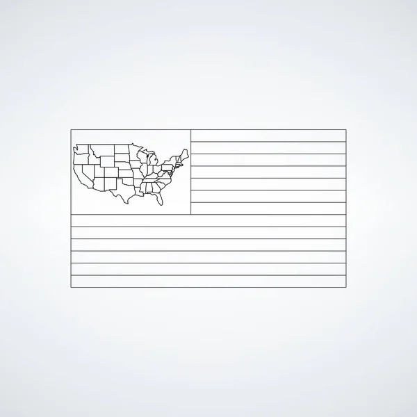 플래그 Usa Map Linear Style Sign Mobile Conception Web Design — 스톡 벡터