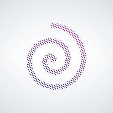 Soyut dairesel spiral yarım ton noktalar. Logo tasarımı. Vektör illüstrasyon arkaplanı.