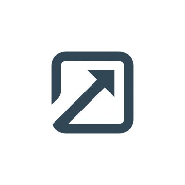 Arrow ve Box ile Dış Bağlantı Simgesi, Yeni pencere düz simgesini aç. Hisse Vektörü illüstrasyonu beyaz arkaplanda izole edildi.