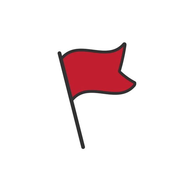 Vektorová Ikona Červenou Vlajkou Stock Vektorové Ilustrace Izolované — Stockový vektor