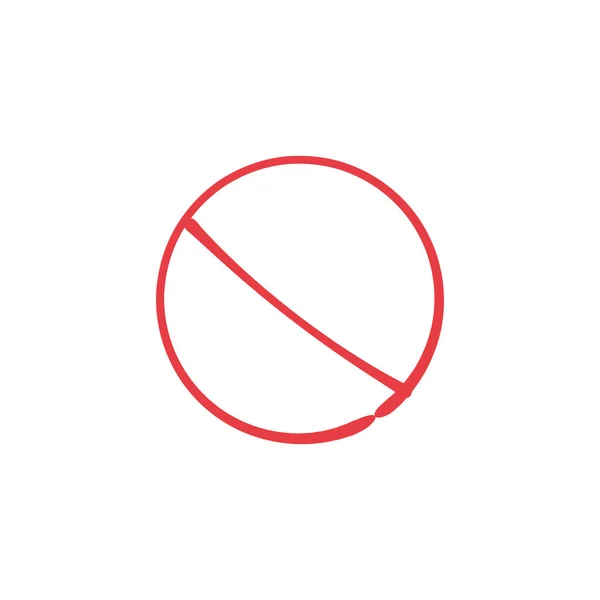 Δεν Επιτρέπεται Σημάδι Ζωγραφισμένο Στο Χέρι Σύμβολο Απαγόρευσης Απομονωμένη Απεικόνιση — Διανυσματικό Αρχείο