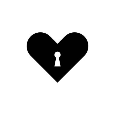 Anahtar deliği sembollü kalp. Kalp konseptini kilitle. Stok Vektörü illüstrasyonu izole edildi