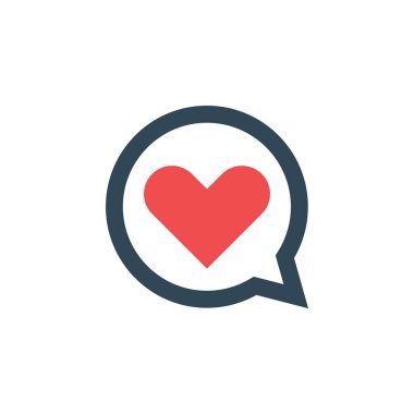 Aşk kalp sohbet balonu ikonu. Aşk mesajlaşması, aşk sohbeti. Stok Vektörü illüstrasyonu izole edildi