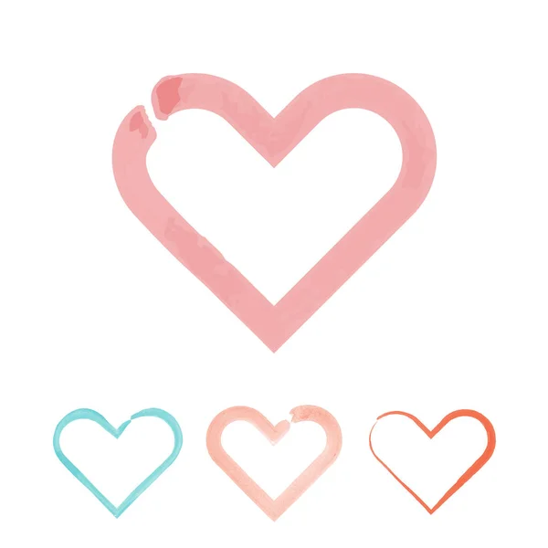Coração Aguarela Vermelho Sinal Dia Dos Namorados Ilustração Vetor Estoque —  Vetores de Stock