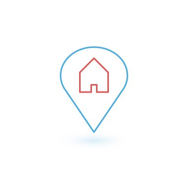 Ev, web tasarım ögesi, emlak konsepti, vektör illüstrasyonu ile işaretleyici simgesi