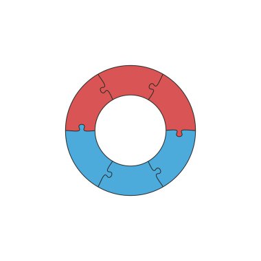 Yapboz çarkı. Sunumlar ya da bilgi grafikleri için bulmaca çemberi. Stok Vektörü illüstrasyonu izole edildi