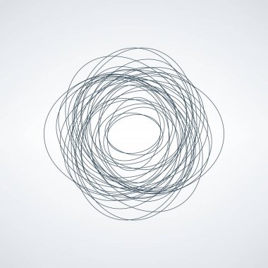 Vektör soyut kaotik çember çizimleri. Siyah yuvarlak şekilli. Çarpık şekilli. Hisse Vektörü illüstrasyonu beyaza izole edildi