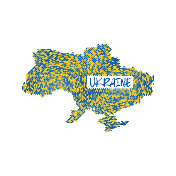 Pixel Mosaic Map Ukraine White Background Your Web Site Design — Stock Vector