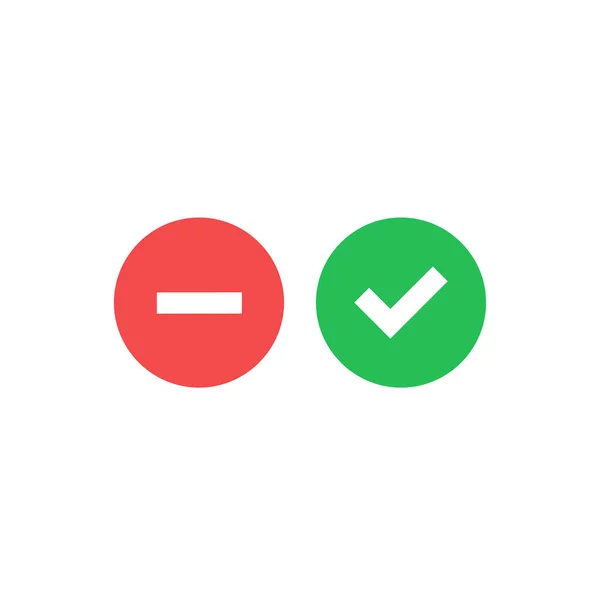 Botão Web Simples Marca Seleção Verde Botão Redondo Fechar Vermelho — Vetor de Stock