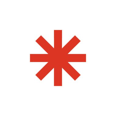 Asterisk simgesi. Asterisk işareti. Yıldızın düz simgesi beyaz arkaplanda izole edildi