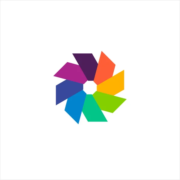Illustration vectorielle de roue cclor du logo abstrait géométrique de fleur arc-en-ciel — Image vectorielle