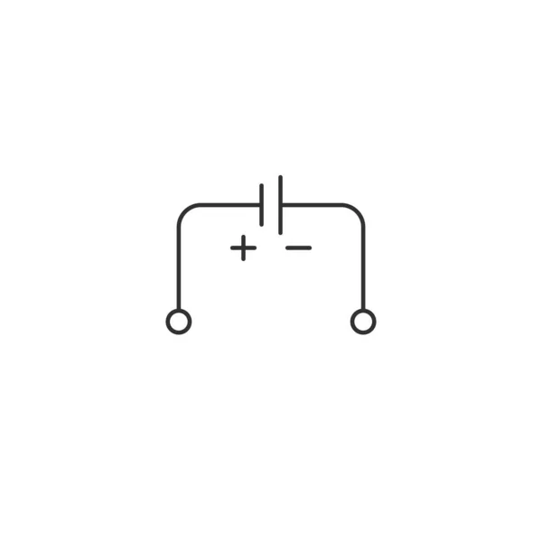 Elektrické schéma ikony kontaktu s elektrickým zdrojem. Plus mínus obrys ilustrace elektrického schématu vektorové ikony pro web design izolované na bílém pozadí — Stockový vektor