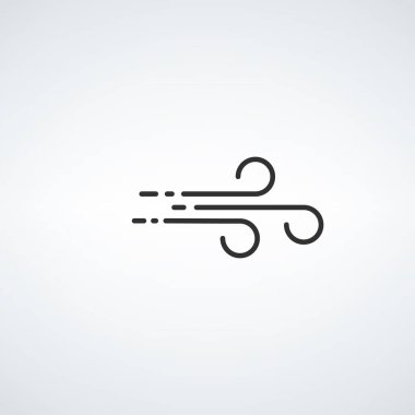 Rüzgar ikonu, hava durumu simgesi, üfleme sembolü. Hisse Vektörü illüstrasyonu beyaz arkaplanda izole edildi.