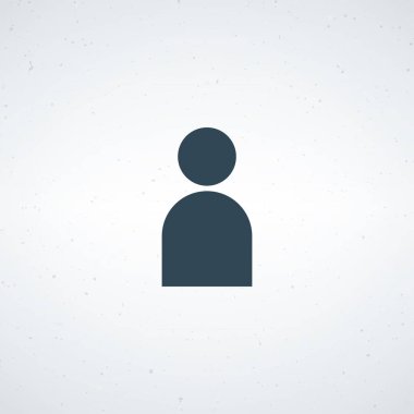 Minimalist bir koyu mavi insan figürü simgesi, bir kullanıcıyı veya profili temsil eden hafif desenli açık gri bir arkaplan üzerine kuruludur.
