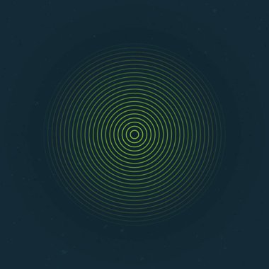 Koyu arkaplanda eş merkezli yeşil daireler, hipnotik bir görsel etki yaratıyor..