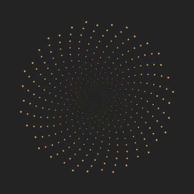 Altın yıldızlar karanlık bir arkaplanda spiral desen oluşturuyorlar..
