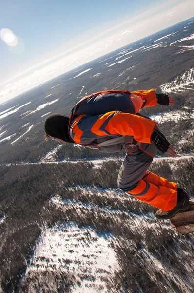 Base-jumpen Rechtenvrije Stockfoto's