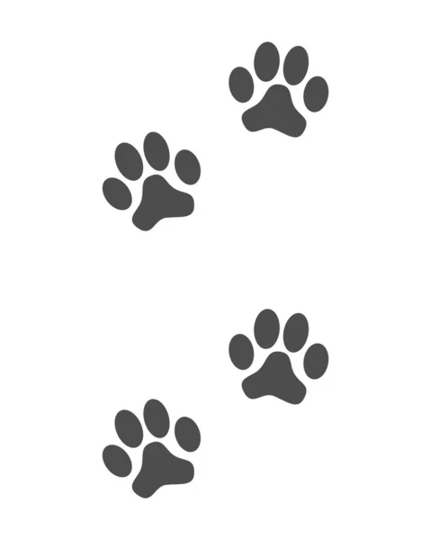 Afdrukken Pootjes Hond Grafisch Teken Dierlijke Voetafdrukken Pictogram Geïsoleerd Witte — Stockvector