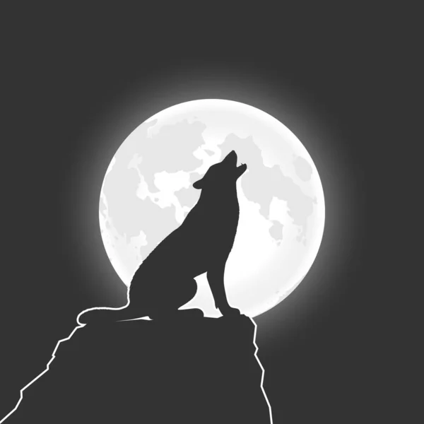Wolf Howls Moon Wolf Rock Night Graphic Poster Vector Illustration — Stock Vector