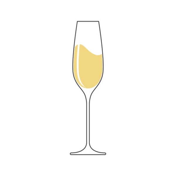 シャンパンのグラフィックアイコンとガラス 白を基調としたシャンパングラスのサイン ベクターイラスト — ストックベクタ