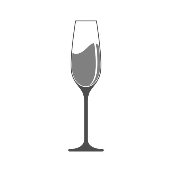 Glas Met Champagne Grafisch Icoon Champagne Glazen Bord Geïsoleerd Witte — Stockvector