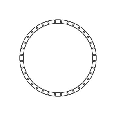 Beyaz arka planda izole edilmiş zincirden çerçeve. Zincir şeklindeki daire grafik sembolü. Vektör illüstrasyonu