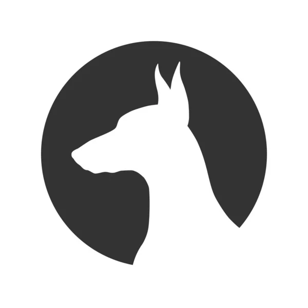 Ikona Grafiki Psa Znak Dobermana Okręgu Odizolowanym Białym Tle Symbol — Wektor stockowy