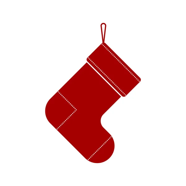 Kerst Sok Grafisch Teken Kerstsok Rood Pictogram Geïsoleerd Witte Achtergrond — Stockvector