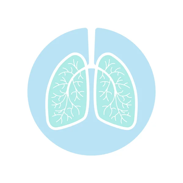 人間のグラフィックアイコンを肺 白い背景に隔離されたサークル内の人間の肺の徴候 ベクターイラスト — ストックベクタ