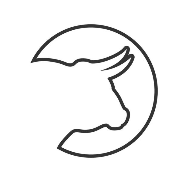 Icono Gráfico Bull Signo Cabeza Búfalo Círculo Aislado Sobre Fondo — Archivo Imágenes Vectoriales