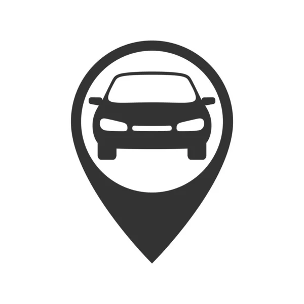 Puntero Mapa Con Icono Gráfico Del Coche Alquile Cartel Aislado — Vector de stock