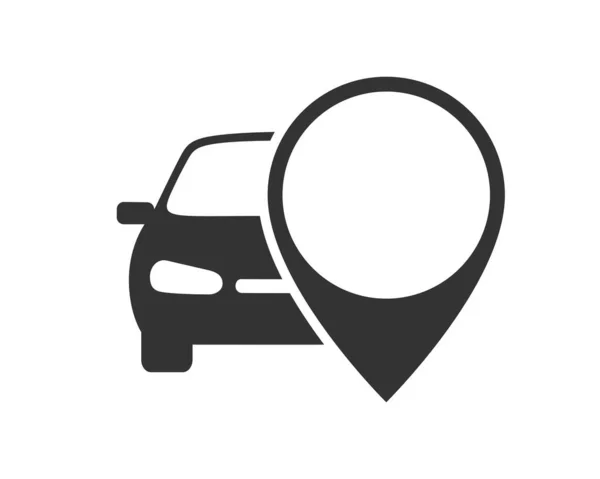 Carro Com Ícone Gráfico Ponteiro Mapa Alugar Sinal Carro Isolado — Vetor de Stock