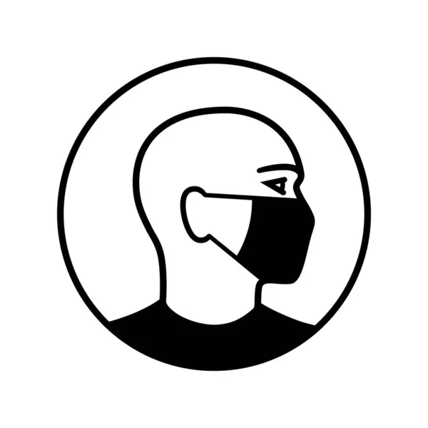 Hombre Con Máscara Médica Icono Gráfico Hombre Con Máscara Médica — Vector de stock