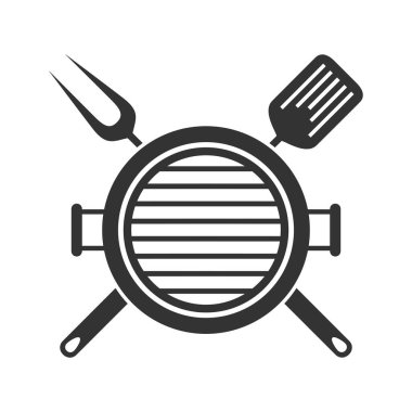 Izgara ya da bbq menü grafik tasarım şablonu. Sembol beyaz arkaplanda izole edildi. Vektör illüstrasyonu