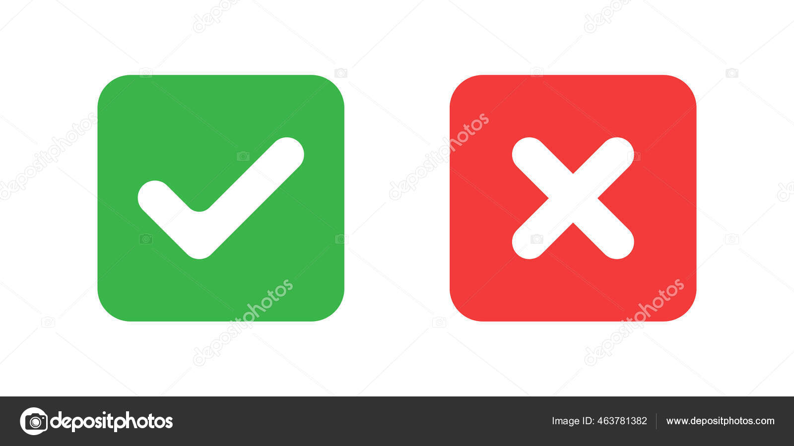 Check Mark Icon Tick Cross Symbols Buttons Checkmark Cross Marks Stock Vector Image by