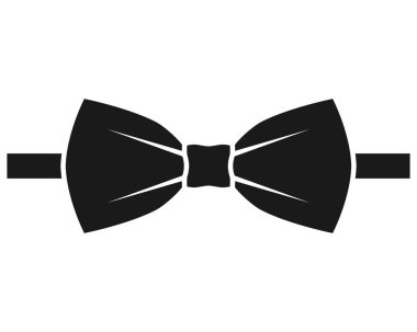 Siyah papyon ikonu. Düz dizaynlı beyaz arka planda izole edilmiş papyon. Vektör illüstrasyonu