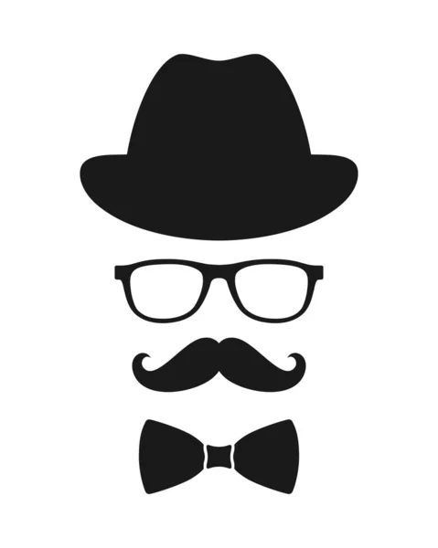 Hipster Style Graphic Accessory Set Hat Glasses Mustache Bow Tie — Stock Vector