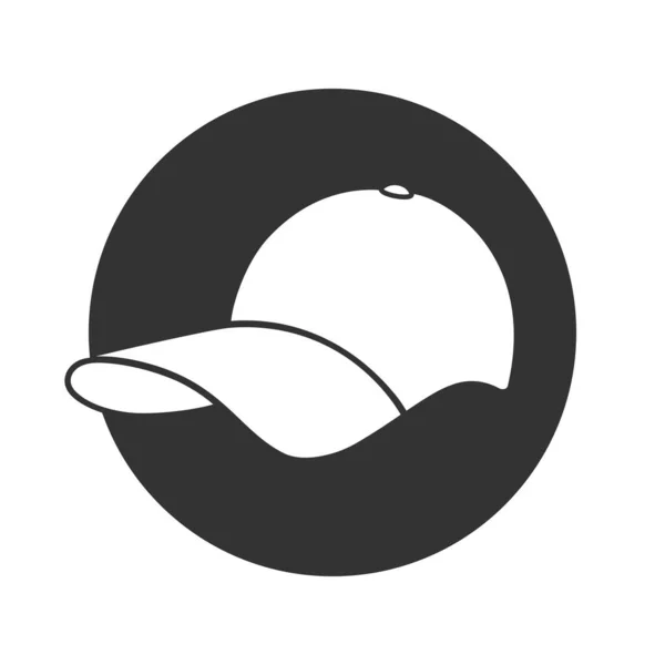 Graficzna Ikona Czapki Baseballowej Baseball Znak Czapki Okręgu Izolowane Białym — Wektor stockowy