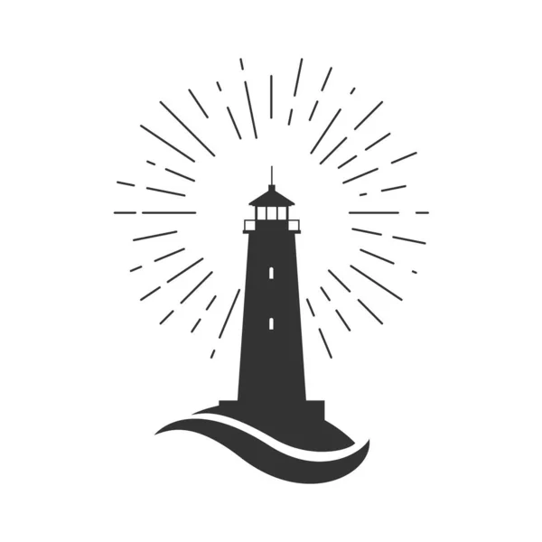 Leuchtturm Symbol Licht Des Leuchtturmschildes Isoliert Auf Weißem Hintergrund Vorlagendesign — Stockvektor