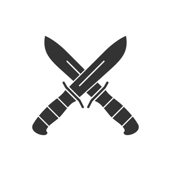 Graficzna Ikona Noży Armii Skrzyżowane Noże Bojowe Czarny Znak Izolowany — Wektor stockowy