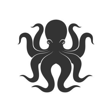 Ahtapot grafik ikonu. Ahtapot işareti beyaz arka planda izole edilmiş. Deniz yaşamı sembolü. Vektör illüstrasyonu