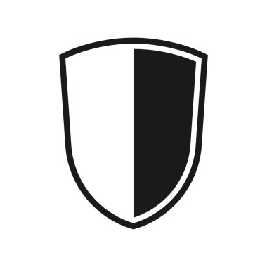 Kalkan grafik simgesi. Beyaz arka planda kalkan işareti izole edildi. Web koruma sembolü. Vektör illüstrasyonu