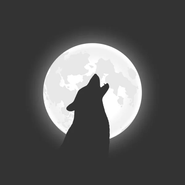 Lobo Aulla Luna Lobo Fondo Luna Noche Póster Gráfico Ilustración — Vector de stock