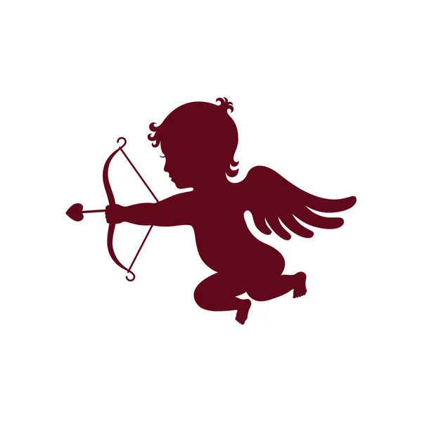 Icona Grafica Cupido Cupido Con Arco Freccia Segno Isolato Sfondo — Vettoriale Stock
