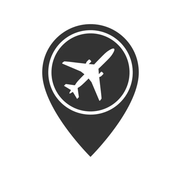 Samolot Mapie Ikona Graficzna Wskaźnika Symbol Lotniska Znak Izolowany Białym — Wektor stockowy