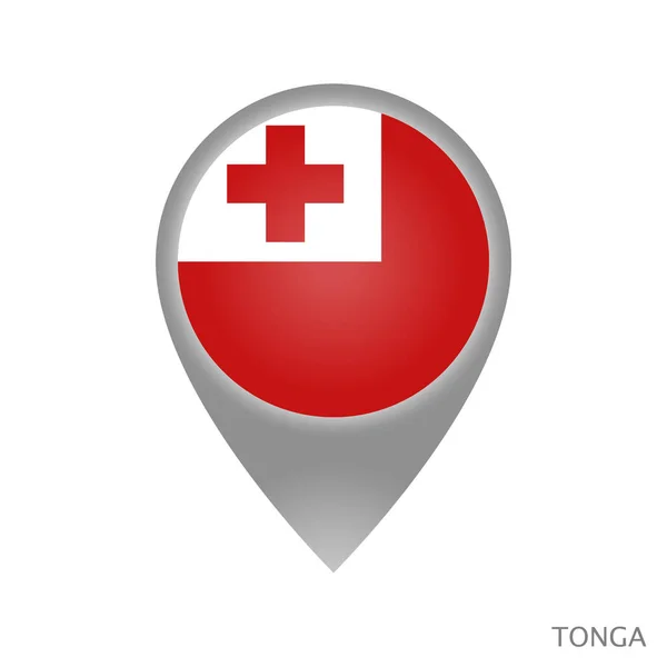 Kartenzeiger Mit Flagge Von Tonga Tonga Zeigerkarte Isoliertes Symbol Vektorillustration — Stockvektor