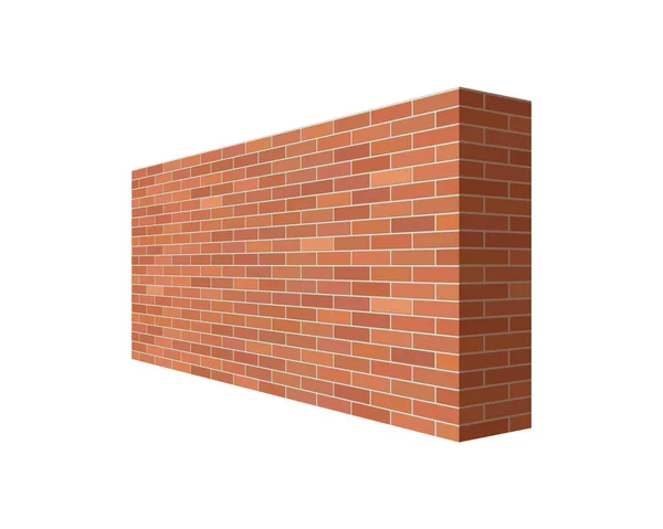 Bakstenen Muur Het Perspectief Brick Muur Vector Illustratie Geïsoleerd Witte — Stockvector